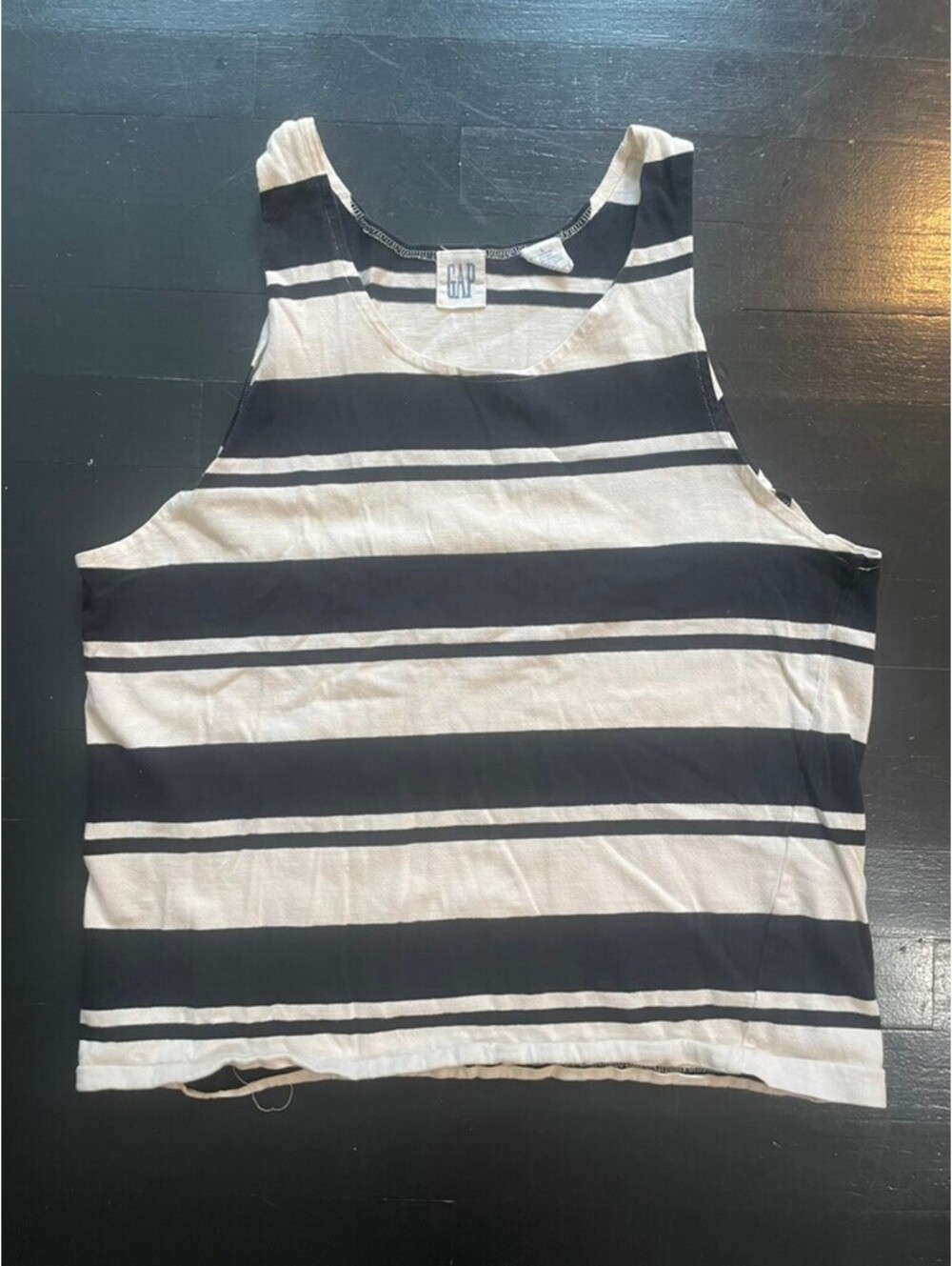 Vintage GAP Black White Stripe Tank Top Large
